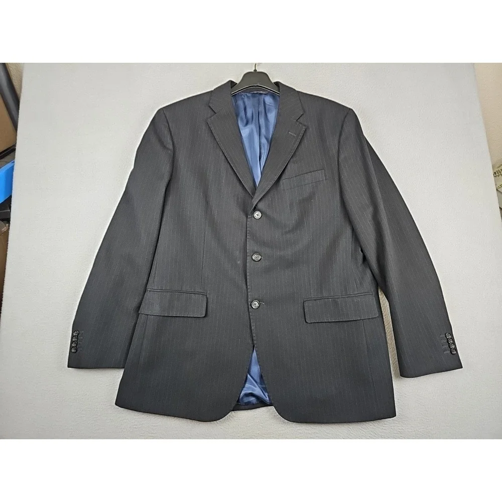 Banana Republic Modern Fit Blazer Men's 44R Black Pinstripe Cotton Preppy